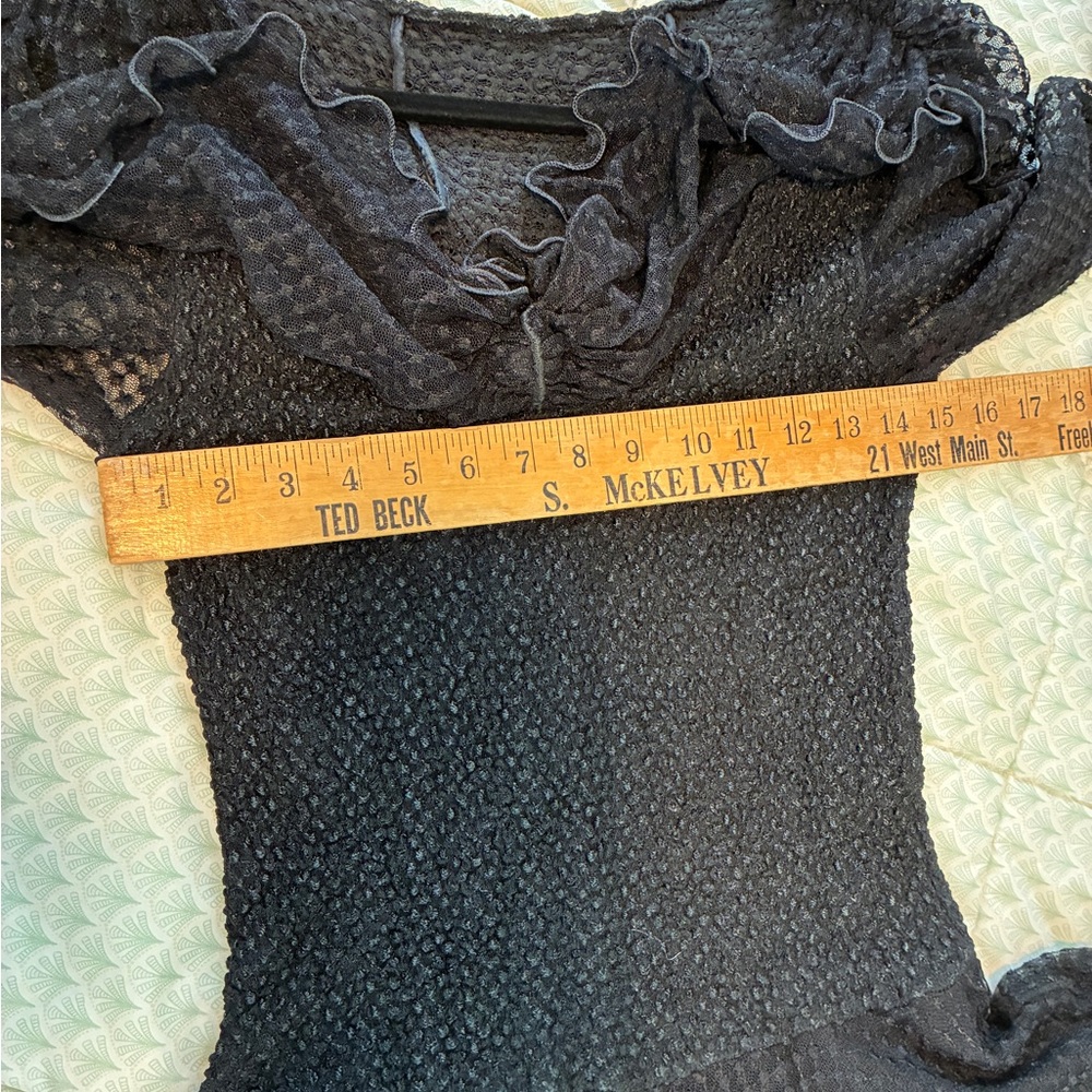 Vintage 80s/90s Sara Mique Black Stretch Swiss Dot Mesh Dress Witchy Whimsigoth - Picture 10 of 17